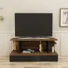 Dustin TV Stand with Shelves - Light Walnut & Black