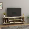 Whalen TV Stand with Open Shelves - Light Walnut & Beige