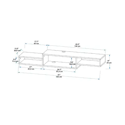 Loretta Floating TV Stand with Shelves - Anthracite