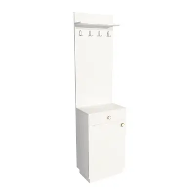 Summer Hallway Coat Rack with Cabinet - White