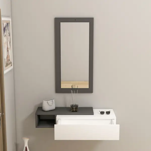 Maria Dresuar with Drawer, Mirror - Anthracite & White