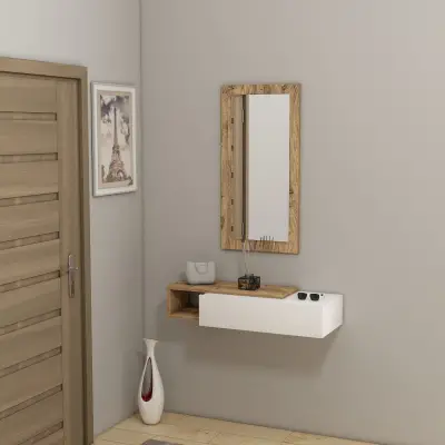 Maria Dresuar with Drawer, Mirror - Atlantic Pine & White