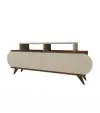 Lecody TV Stand with Cabinets, Shelves - Light Walnut & Beige