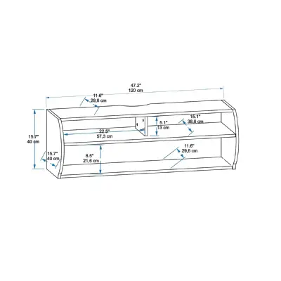 Berter Floating TV Stand with Shelves - Light Walnut