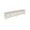 Romens TV Stand and Media Console with Cabinets - White & Gold