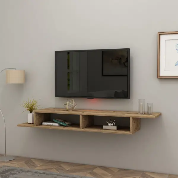 Eldon Floating TV Stand with Shelves - Atlantic Pine