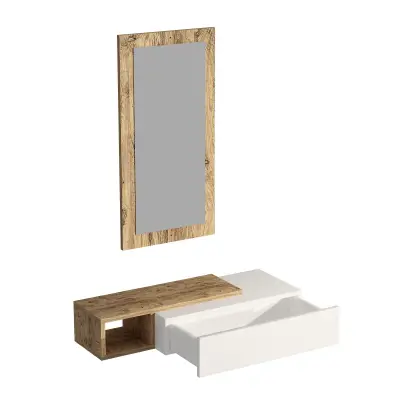 Maria Dresuar with Drawer, Mirror - Atlantic Pine & White