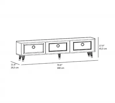 Romens TV Stand and Media Console with Cabinets - White & Gold