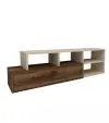 Mercury Adjustable TV Stand with Shelves - Beige & Light Walnut