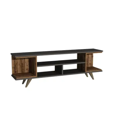 Whalen TV Stand with Open Shelves - Anthracite & Light Walnut