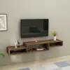 Loretta Floating TV Stand with Shelves - Walnut