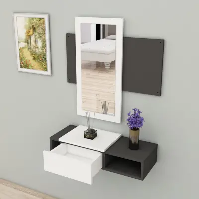 Tina Dresuar with Drawer and Mirror - White & Anthracite