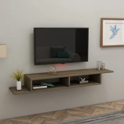 Eldon Floating TV Stand with Shelves - Walnut