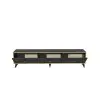 Romens TV Stand and Media Console with Cabinets - Anthracite & Marble Gold