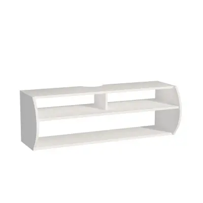 Berter Floating TV Stand with Shelves - White