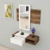 Tina Dresuar with Drawer and Mirror - White & Light Walnut