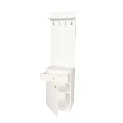 Summer Hallway Coat Rack with Cabinet - White