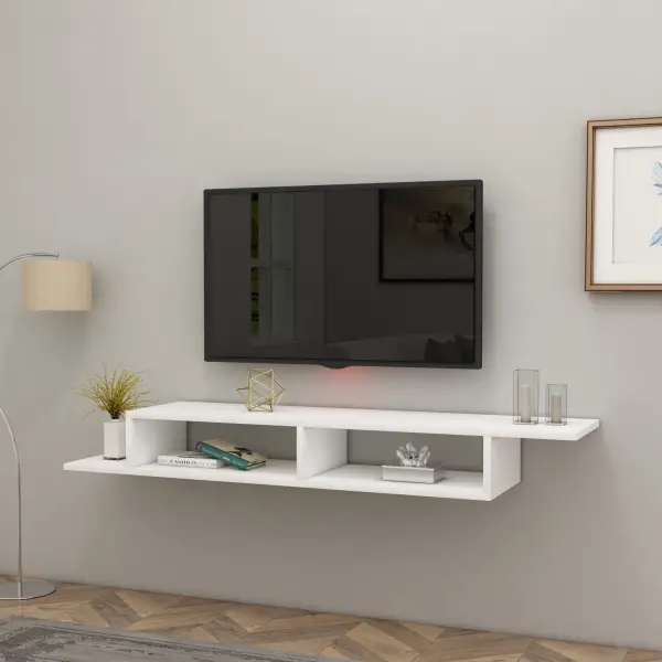 Eldon Floating TV Stand with Shelves - White