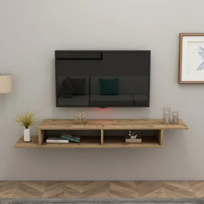 Eldon Floating TV Stand with Shelves - Atlantic Pine