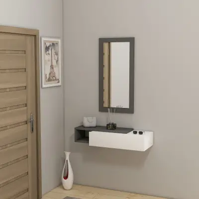 Maria Dresuar with Drawer, Mirror - Anthracite & White