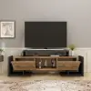 Metafor TV Stand, Media Center with Cabinets, Shelves - Anthracite & Atlantic Pine