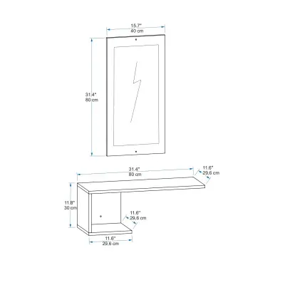 Ramus Dresuar Console Table with Shelving and Mirror - White