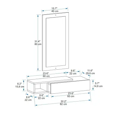 Maria Dresuar with Drawer, Mirror - White