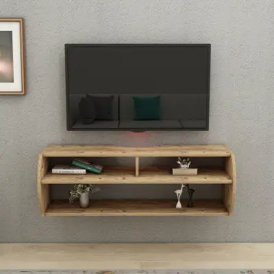 Berter Floating TV Stand with Shelves - Atlantic Pine