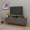 Lecody TV Stand with Cabinets, Shelves - Anthracite & Light Walnut