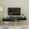 Loretta Floating TV Stand with Shelves - Anthracite