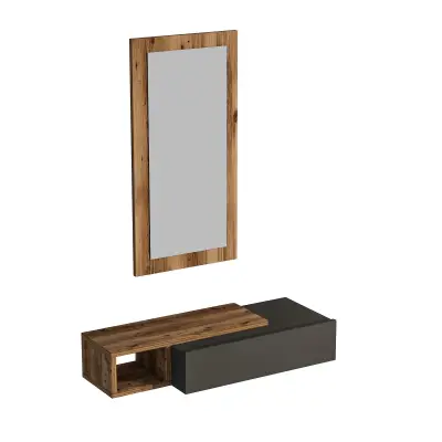 Maria Dresuar with Drawer, Mirror - Light Walnut & Anthracite