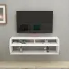 Berter Floating TV Stand with Shelves - White