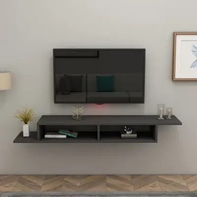 Eldon Floating TV Stand with Shelves - Anthracite