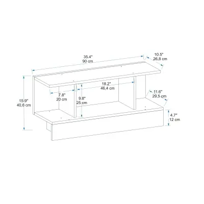 Dustin TV Stand with Shelves - Light Walnut & Black