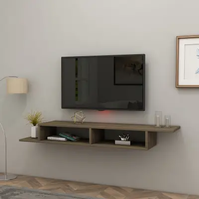 Eldon Floating TV Stand with Shelves - Walnut