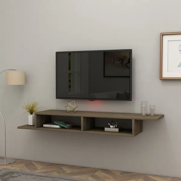 Eldon Floating TV Stand with Shelves - Walnut