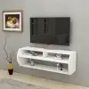 Berter Floating TV Stand with Shelves - White