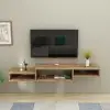 Loretta Floating TV Stand with Shelves - Atlantic Pine