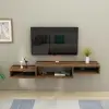 Loretta Floating TV Stand with Shelves - Walnut