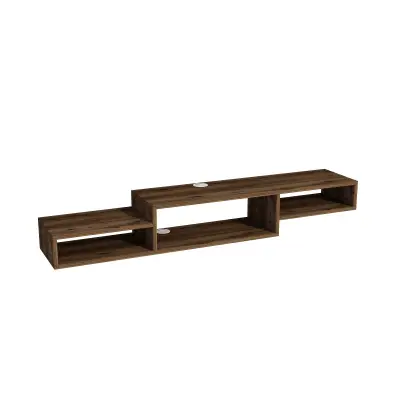 Loretta Floating TV Stand with Shelves - Walnut