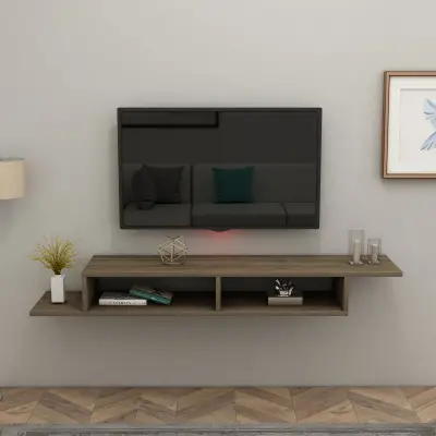 Eldon Floating TV Stand with Shelves - Walnut