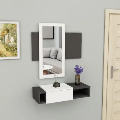 Tina Dresuar with Drawer and Mirror - White & Anthracite