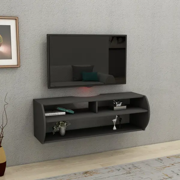 Berter Floating TV Stand with Shelves - Anthracite