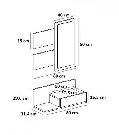 Prieto Dresuar with Drawer and Mirror - White & Sapphire Oak