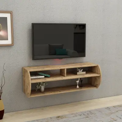 Berter Floating TV Stand with Shelves - Atlantic Pine