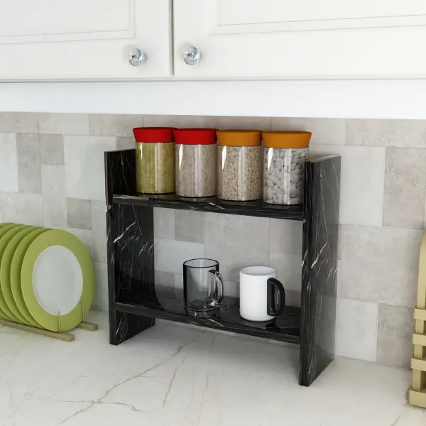 Free Freestanding and Wall Mountable Multi-Purpose Shelf - Black Marble