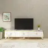 Romens TV Stand and Media Console with Cabinets - White & Gold