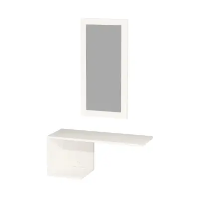 Ramus Dresuar Console Table with Shelving and Mirror - White