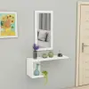 Ramus Dresuar Console Table with Shelving and Mirror - White