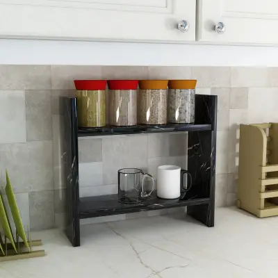 Free Freestanding and Wall Mountable Multi-Purpose Shelf - Black Marble